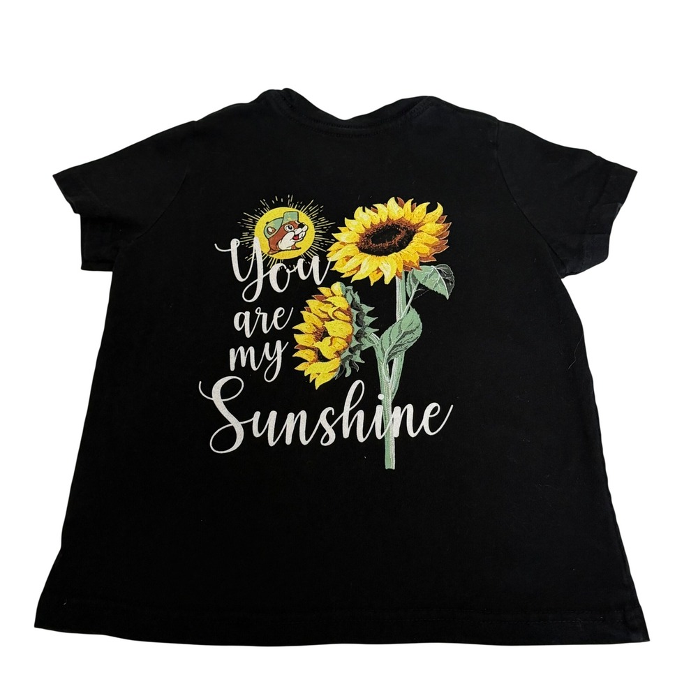Buc-ee's Kids 4T Black Graphic T-Shirt Sunflower You Are My Sunshine Beaver Logo